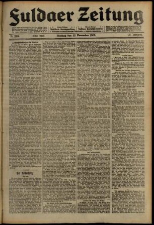 Erste Ausgabe vom Montag, den 25. November 1912.