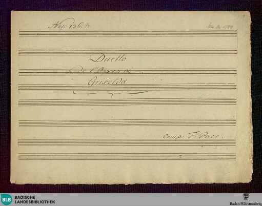 La Virtù al cimento. Excerpts. Arr - Don Mus.Ms. 1504 : V (2), pf; PaWV 18/19