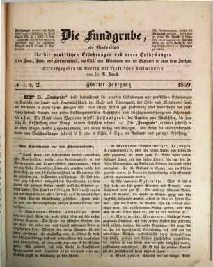 Die Fundgrube : Zeitschrift für die gesamten praktischen Bedürfnisse und Interessen des täglichen Lebens, 5. 1859