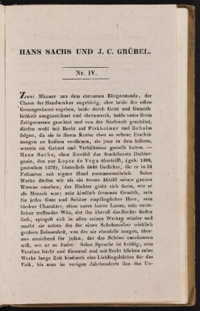 Hans Sachs Und J. C. Grübel. Nr. IV.