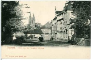 Oschatz. Blick von der Dresdner Straße zum Dom