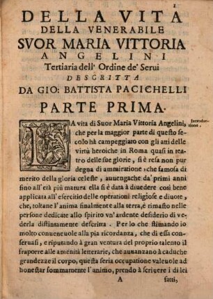 Della Vita Della Venerabile Svor Maria Vittoria Angelini Romana Tertiaria dell'Ordine de' Serui