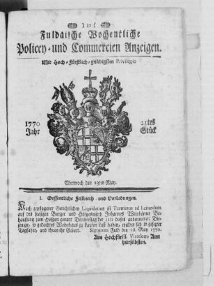 21tes Stück, Ausgabe vom 23. May 1770
