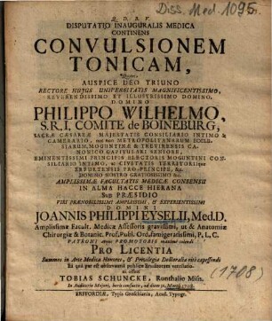 Disputatio Inauguralis Medica Continens Convulsionem Tonicam