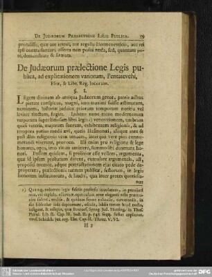 De Judaeorum praelectione Legis publica, ad explicationem variorum, Pentateuchi, Esrae, & Libr. Reg. locorum