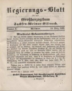 Nr. 8 : 13. März 1852