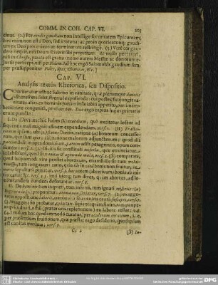Cap. VI. Analysis textus Rhetorica, seu dispositio