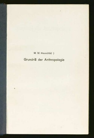 Grundriß der Anthropologie