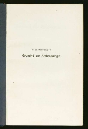 Grundriß der Anthropologie