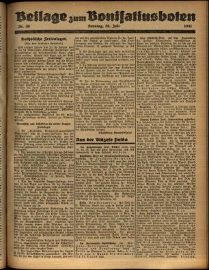 Zweite Ausgabe vom Sonntag, den 26. Juli 1931.