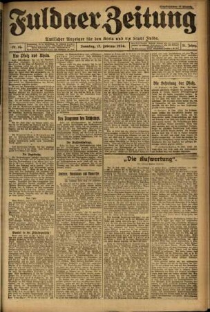 Erste Ausgabe vom Sonntag, den 17. Februar 1924.