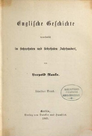 Englische Geschichte vornehmlich im sechzehnten und siebzehnten Jahrhundert, 5. Geschichte der Restauration und der Revolution in England