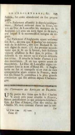 De l'Invasion des Anglois en France.
