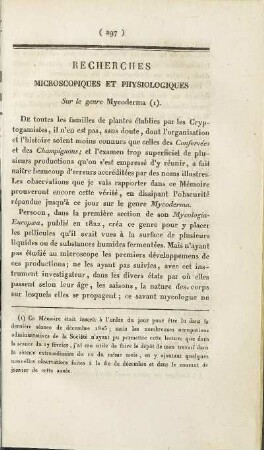Recherches microscopiques et physiologiques sur le genre mycoderma.
