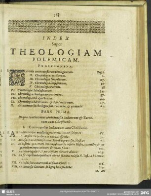 Index Super Theologicam Polemicam