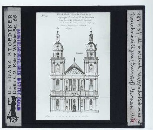 Bad Staffelstein, Wallfahrtskirche Vierzehnheiligen,Welsch, Entwurf für die Wallfahrtskriche Vierzehnheiligen, Fassadenaufriss (Zeichnung) (Nürnberg GNM)