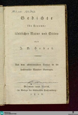 Gedichte für Freunde ländlicher Natur und Sitten