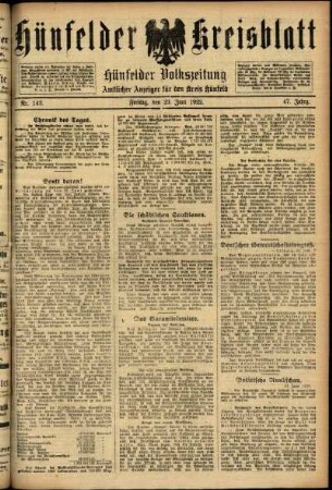 Ausgabe vom Freitag, den 23. Juni 1922.