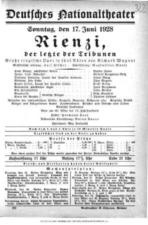 Rienzi, der Letzte der Tribunen