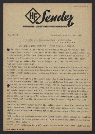 'HF-Sender' [Flugblatt], Nr.35/1953 (14. November 1953)