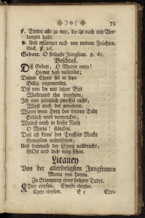 Litaney. Von der allerseeligsten Jungfrauen
