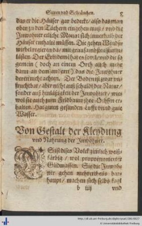 Von Gestalt der Kleydung und Nahrung der Inwohner.
