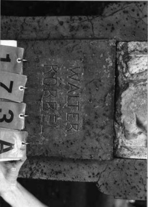Grabstein 173 (Index: 99618248) Maße HxBxT: 148x65x28 cm Symbolik: (weinendes?) Kind Besonderheit: Kindergrab: Grabstein 173A