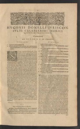 Hugonis Donelli Iurisconsulti Celeberrimi, Norici Quondam Professoris, Commentarij