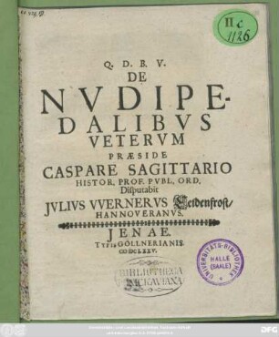 De Nudipedalibus Veterum