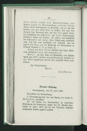 Neunte Sitzung.