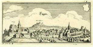 Stadtansicht von "Engen" mit Schloss und Ruine "Newen Hewen"