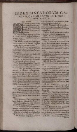 Index Singulorum Capitum, Quæ In Secundo Libro Continentur.