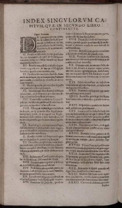 Index Singulorum Capitum, Quæ In Secundo Libro Continentur.