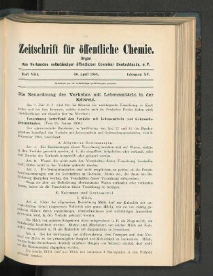 Heft VIII. 30. April 1909. Jahrgang XV.