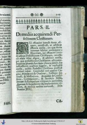 Pars II. De mediis acquirendi perfectionem Christianam.