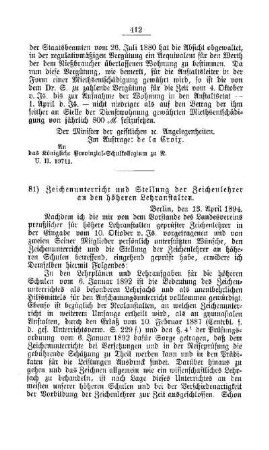 Zeichenunterricht und Stellung der Zeichenlehrer an den höheren Lehranstalten : [C. Höhere Lehranstalten]