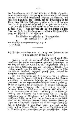 Zeichenunterricht und Stellung der Zeichenlehrer an den höheren Lehranstalten : [C. Höhere Lehranstalten]