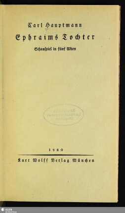 Ephraims Tochter : Schauspiel in fünf Akten