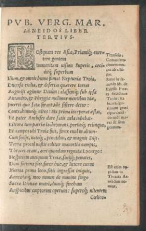 Pub. Verg. Mar. Aeneidos Liber Tertius.