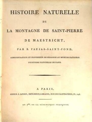 Histoire Naturelle De La Montagne De Saint Pierre De Maestricht