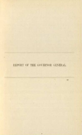 Report of the governor general