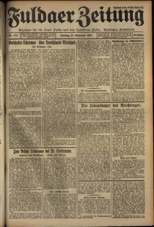 Erste Ausgabe vom Sonntag, den 27. November 1927.
