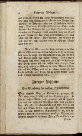 Zweyter Abschnitt. Von Erziehung der wilden Obstbäumchen.