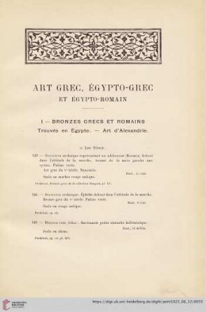 I. Bronzes grecs et romains (No. 123 - 221)
