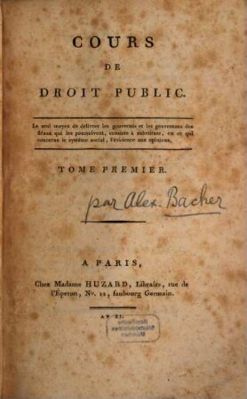 Cours de droit public, 1