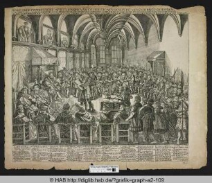 Abbildung des Reichstages zu Augsburg im Jahr 1530.