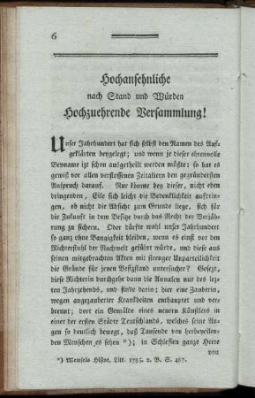 Hochansehnliche nach Stand und Würden Hochzuehrende Versammlung!