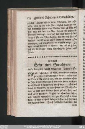 Ferners Gebet eines Erwachsenen, nach Ablegung seines Glaubens-Bekenntnisses.
