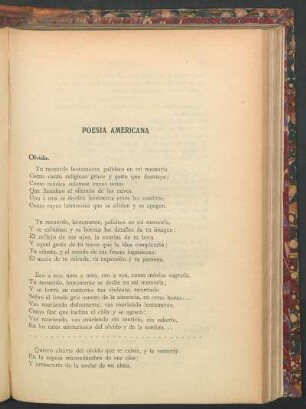 Poesía americana : Olvido [y] El tesoro [y] El cazador
