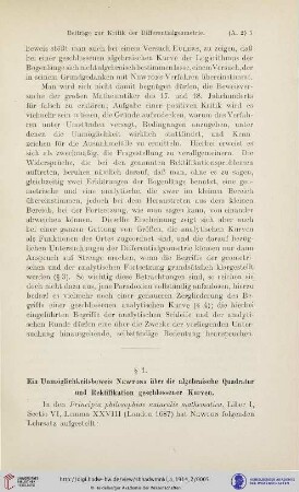 § 1. Ein Unmöglichkeitsbeweis Newtons über die algebraische Quadratur und Rektifikation geschlossener Kurven
